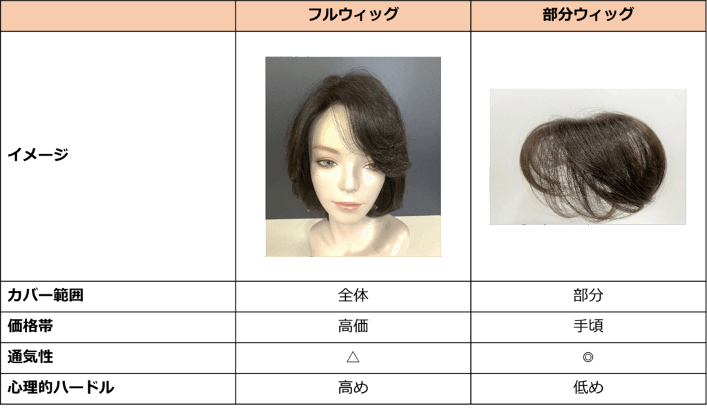 「フルウィッグ」と「部分ウィッグ」どっちを選ぶ?
